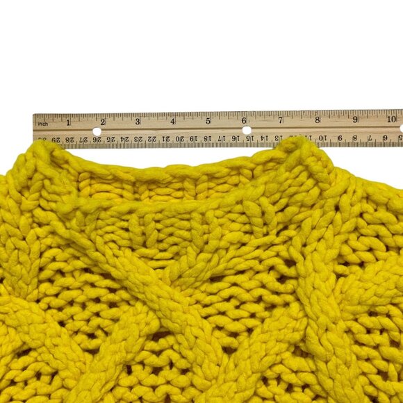 Loopy Mango Handmade Urban Fisherman Sweater S/M Sunshine Yellow Merino Wool - Picture 9 of 16